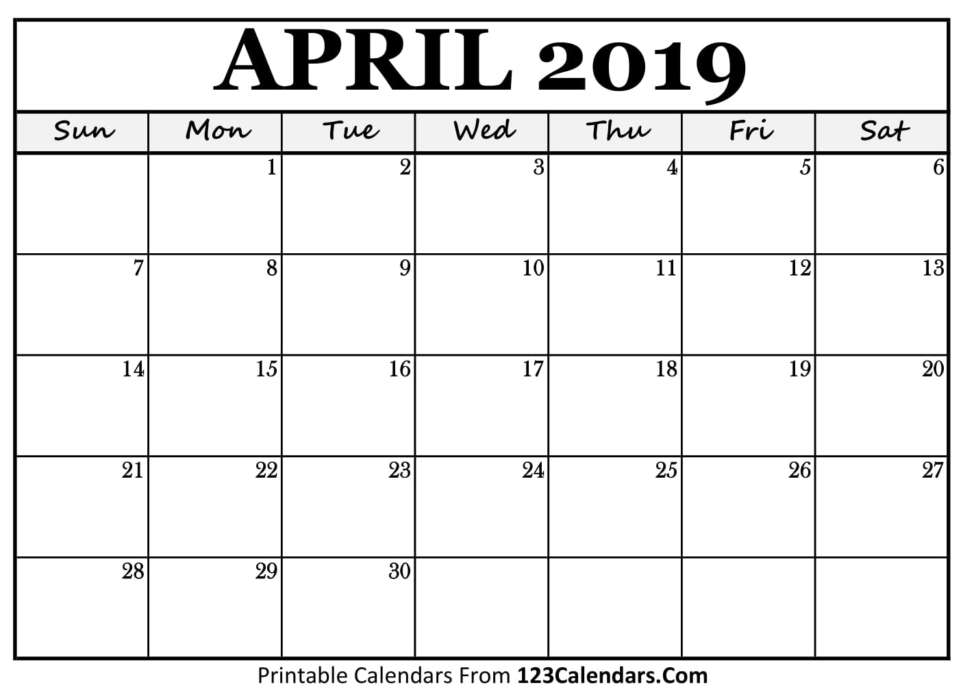 April 2018 Calendar Printable - FREE DOWNLOAD