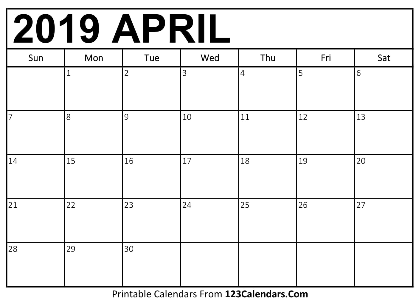 month of april 2018 calendar