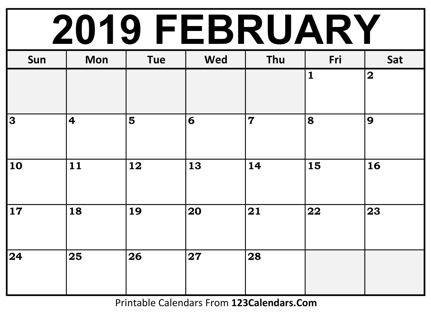 february 2018 calendar template