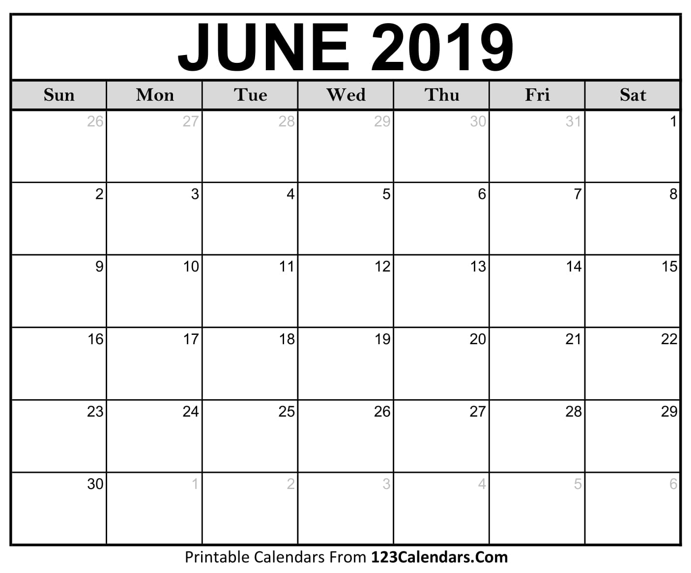 Printable June 2018 Calendar Pdf