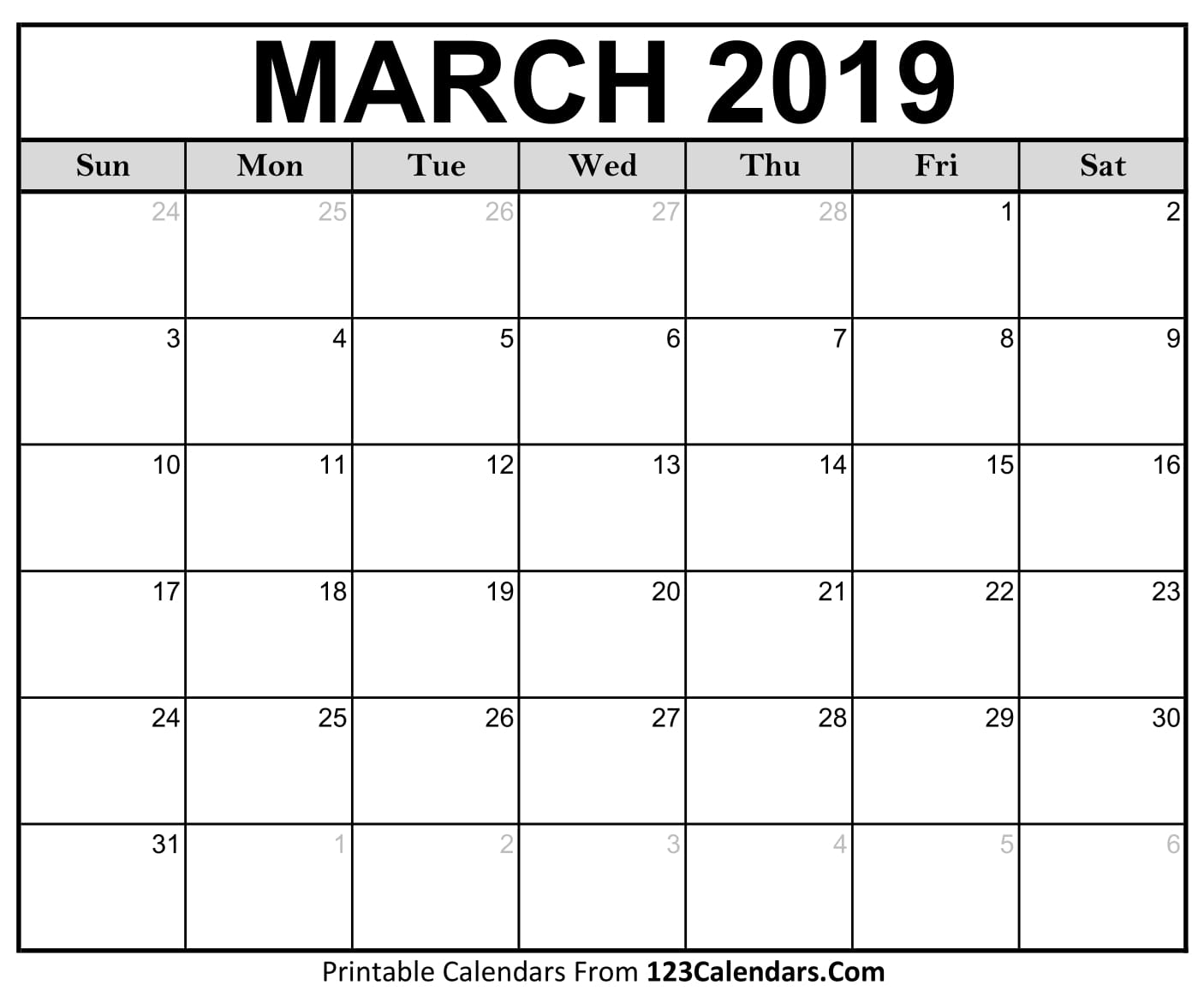 March 2018 Calendar