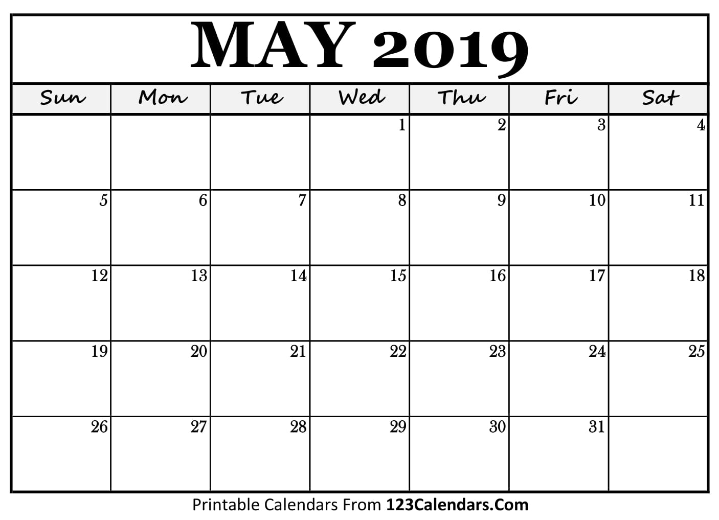 may calendar printable 2018
