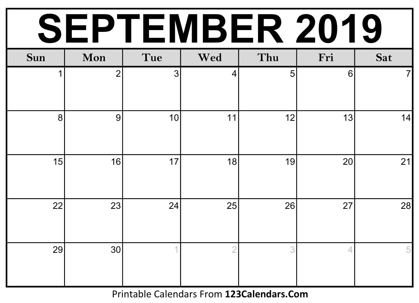 September 2019 Printable Calendar September 2019 Calendar Rzwuas