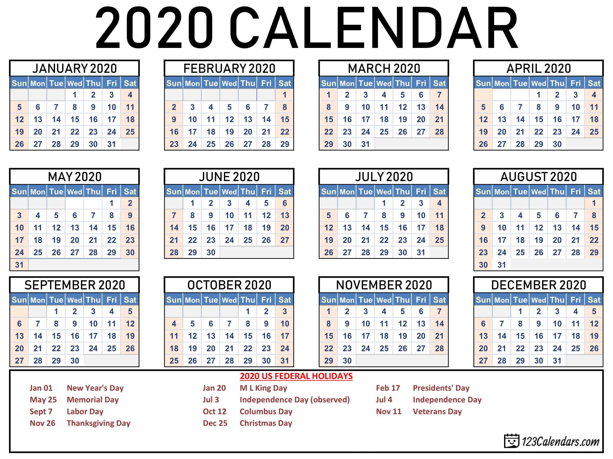 2021 Printable Calendar | 123Calendars.com