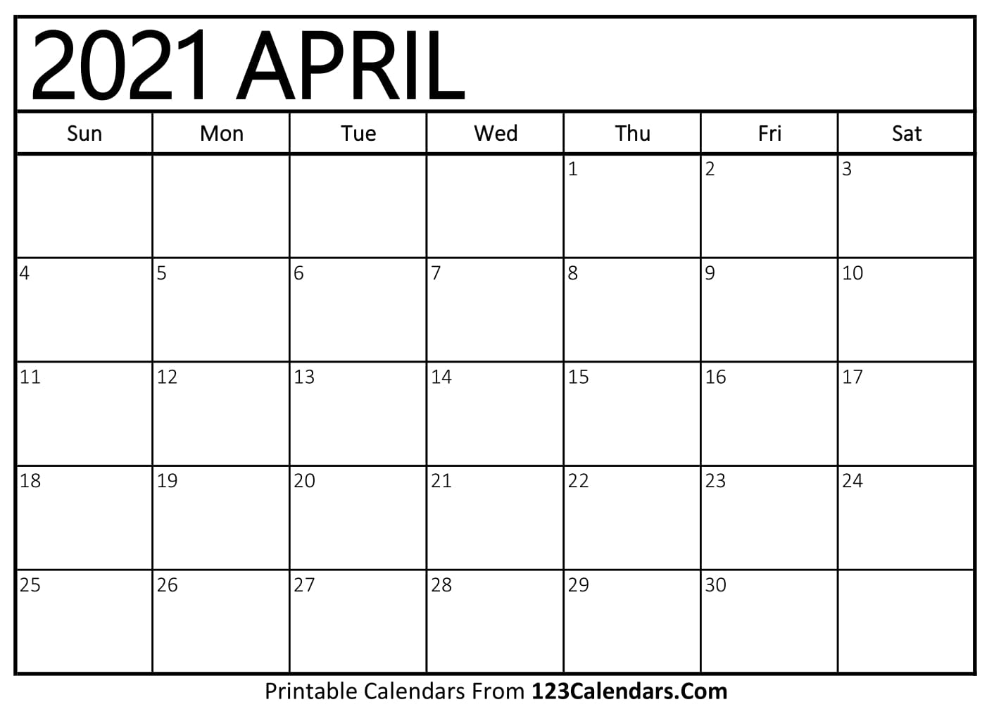 Printable April 2021 Calendar Templates | 123Calendars.com