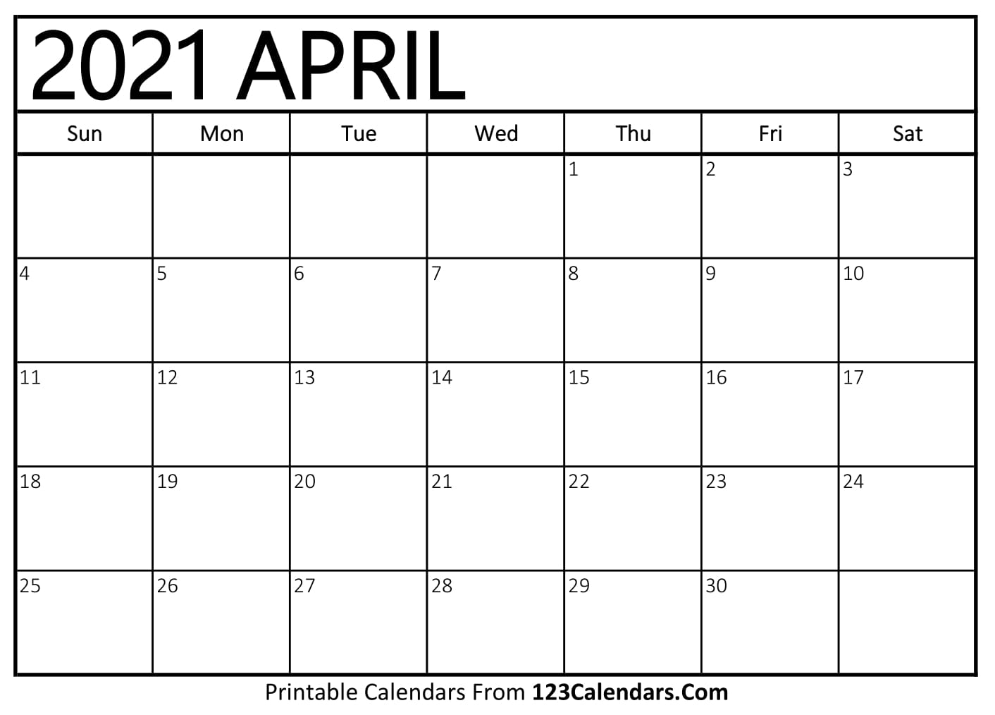 Printable Calendar April 2021 Blank April 2021 Calendar Template