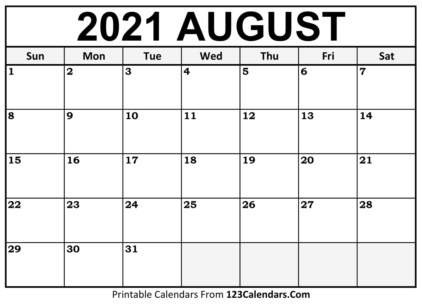 printable august 2021 calendar templates 123calendars com