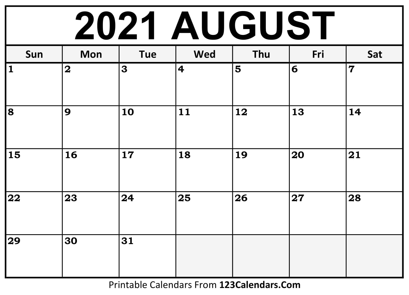 August 2021 Calendar Printable Free Printable Calendar Images And