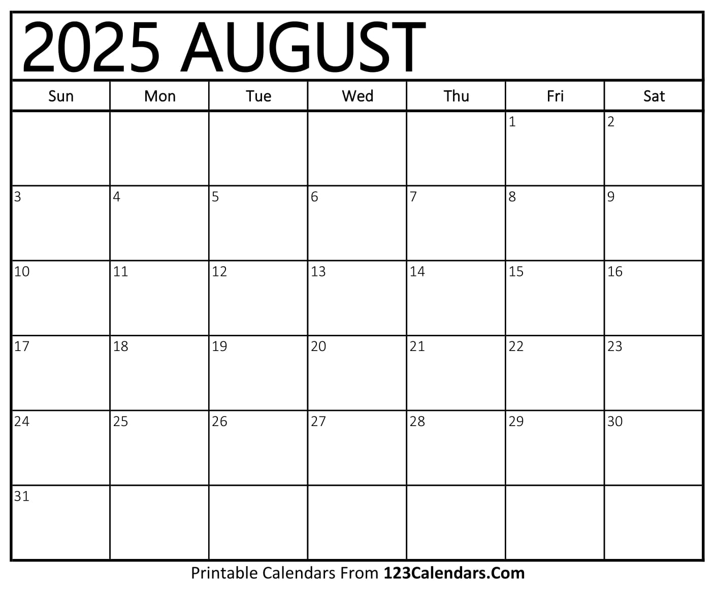 Calendar August 2025