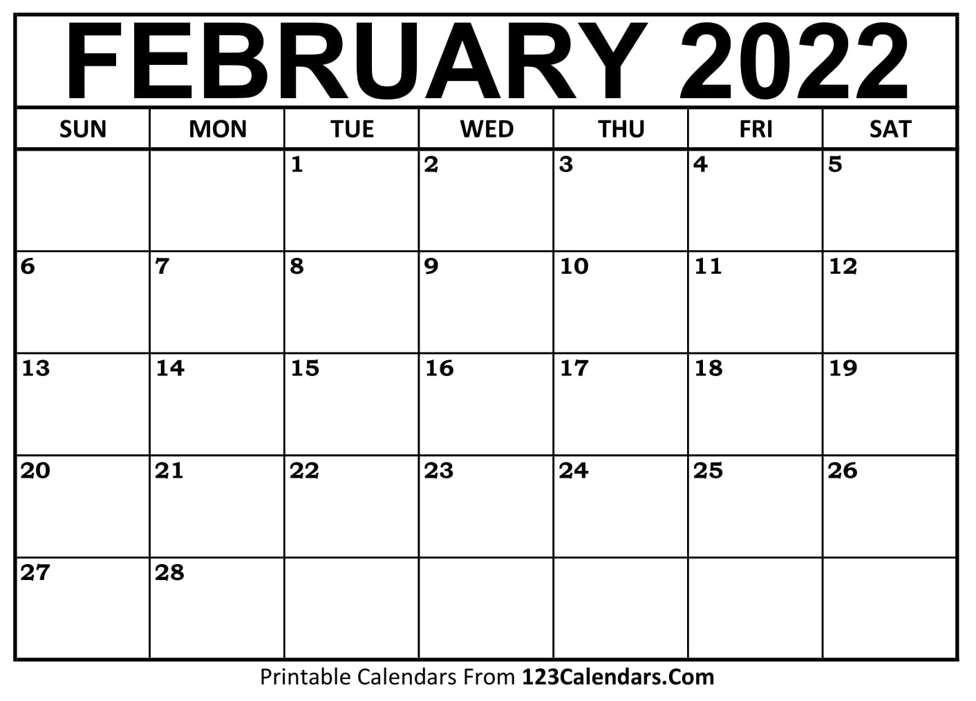 February Calendar 2021 Printable Printable February 2021 Calendar Templates | 123Calendars.com