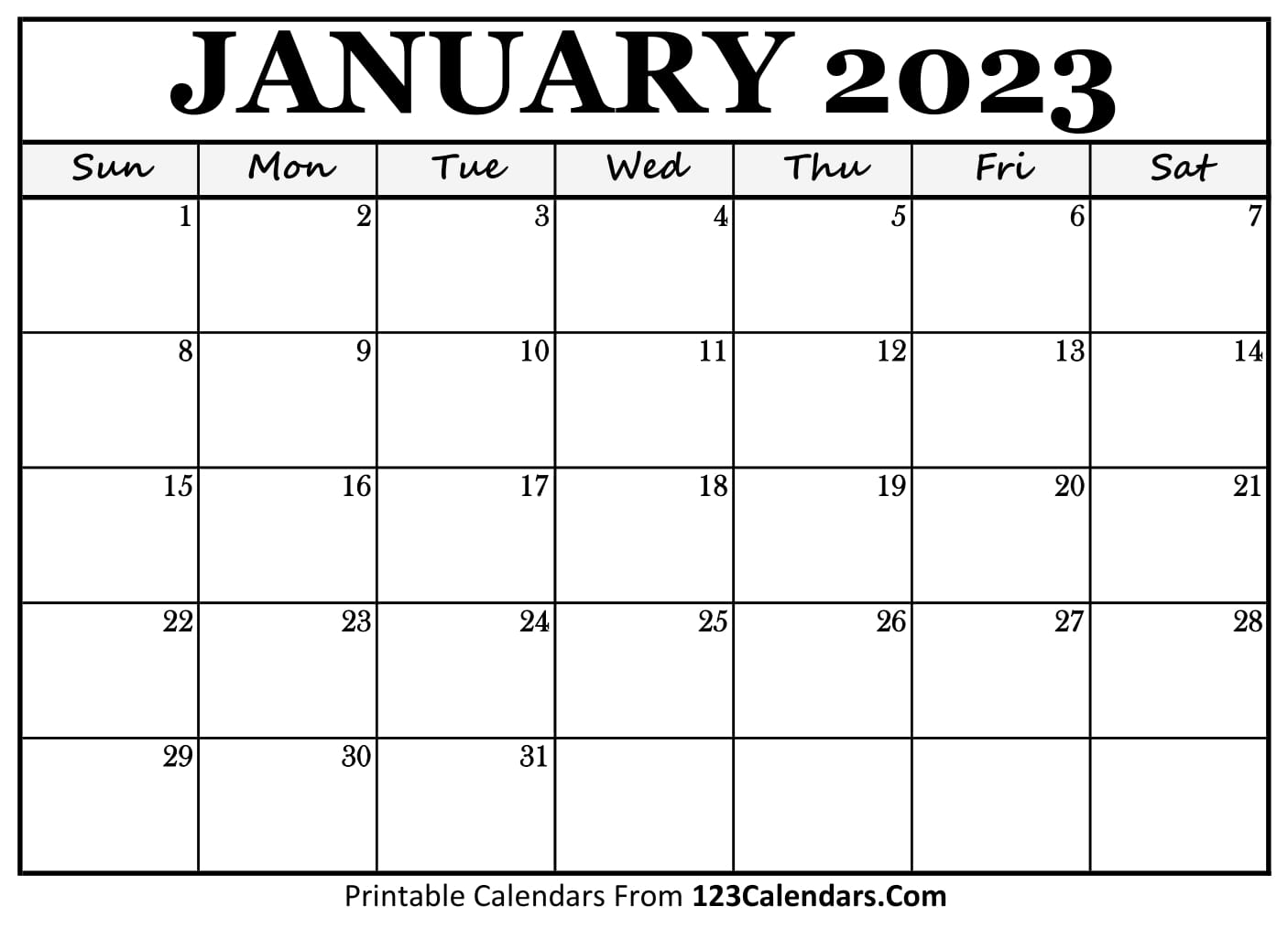 Printable January 2023 Calendar Page Printable Form, Templates and Letter