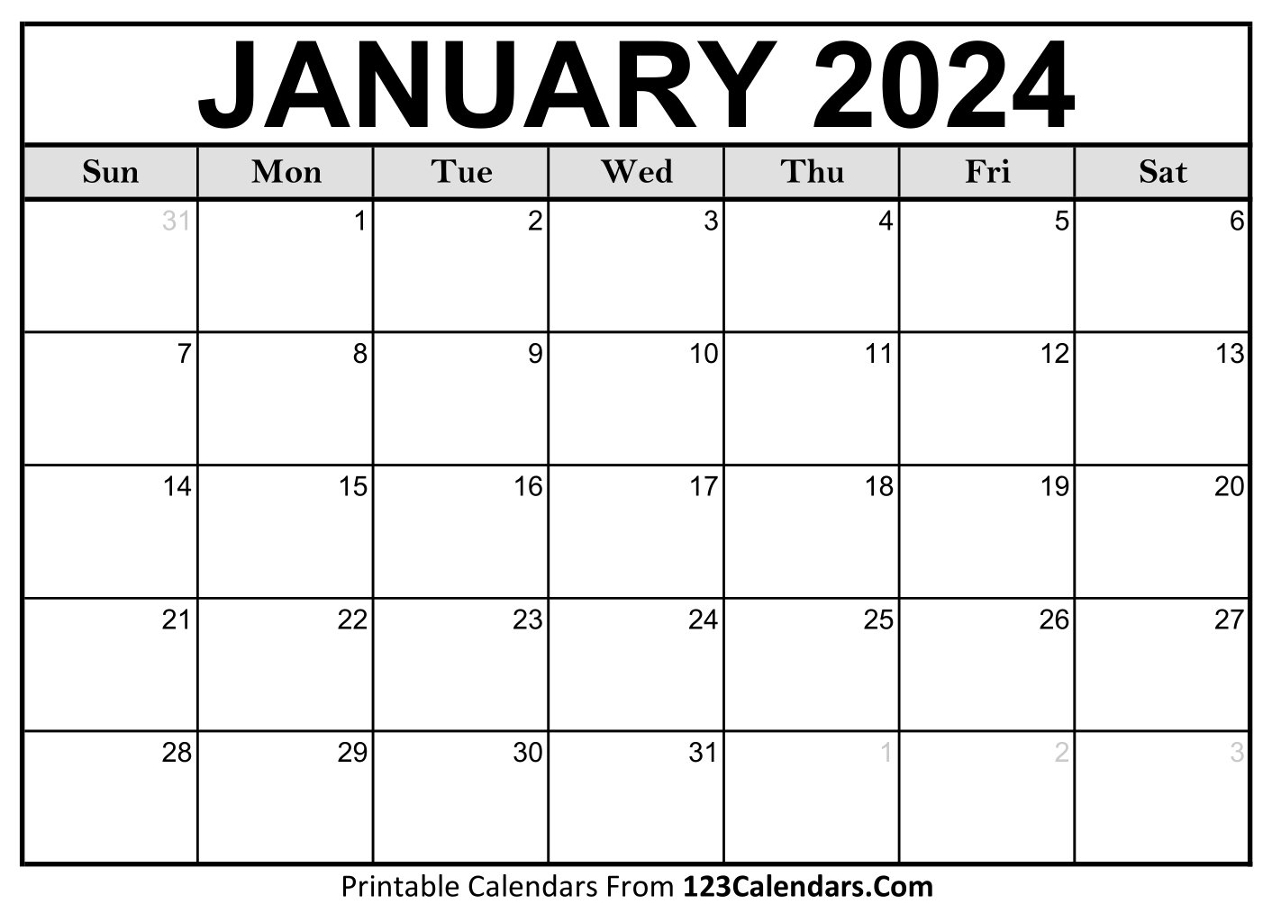 2024 January Calendar