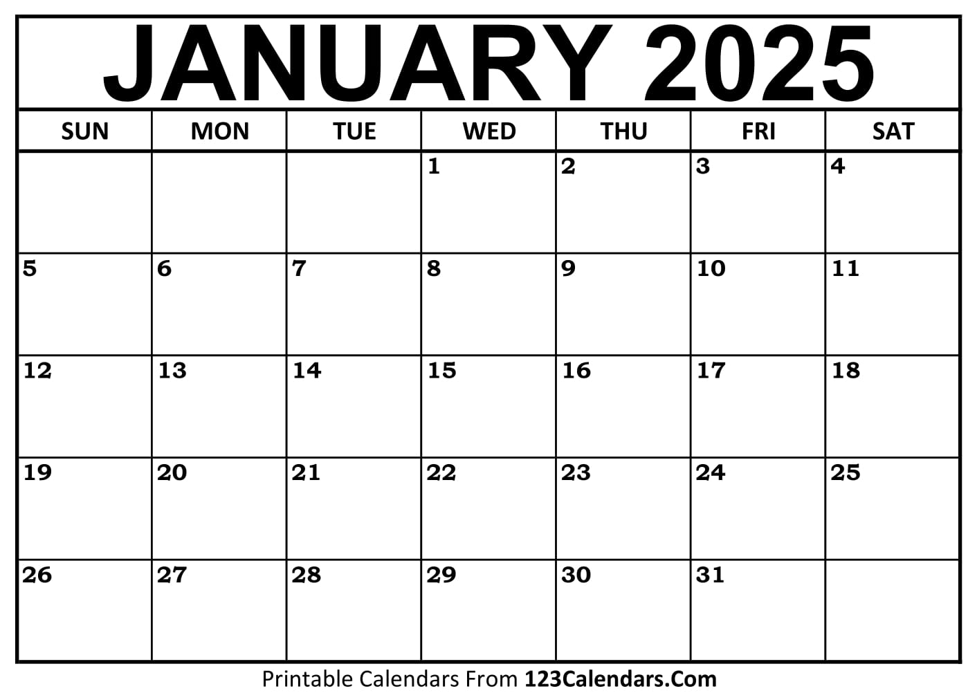 January 2025 Calendar