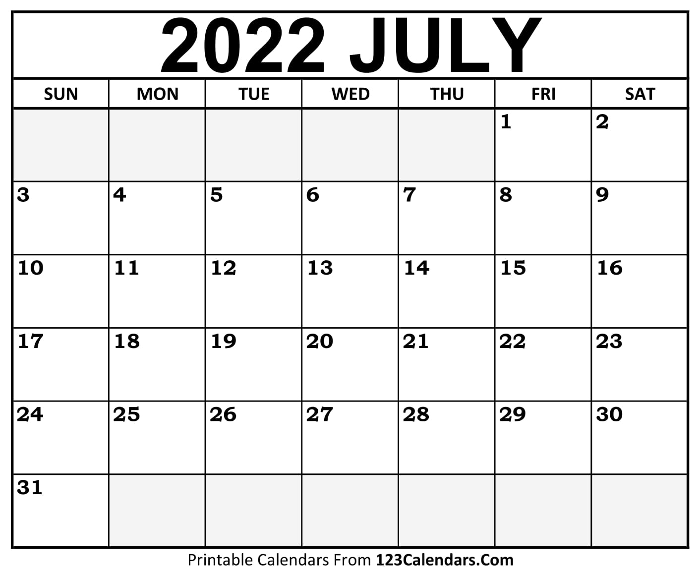 Printable july 2022 calendar templates 123calendars
