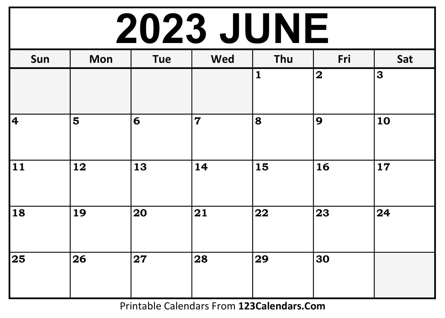 2023 June Calendar