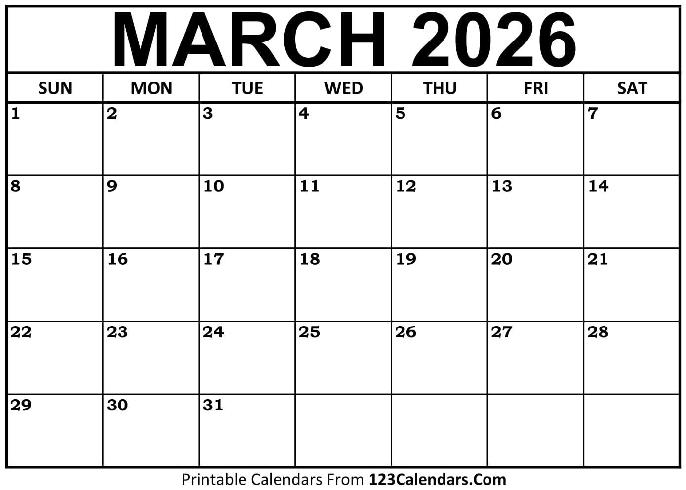March 2026 Calendar