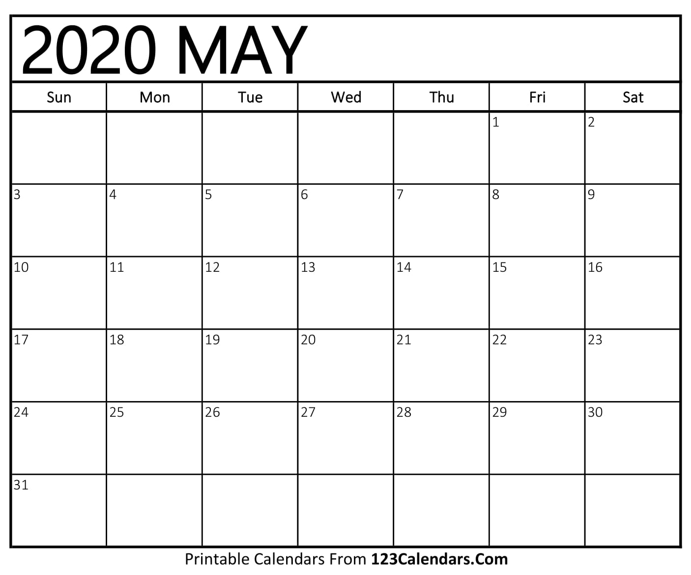 May 2020 Printable Calendar