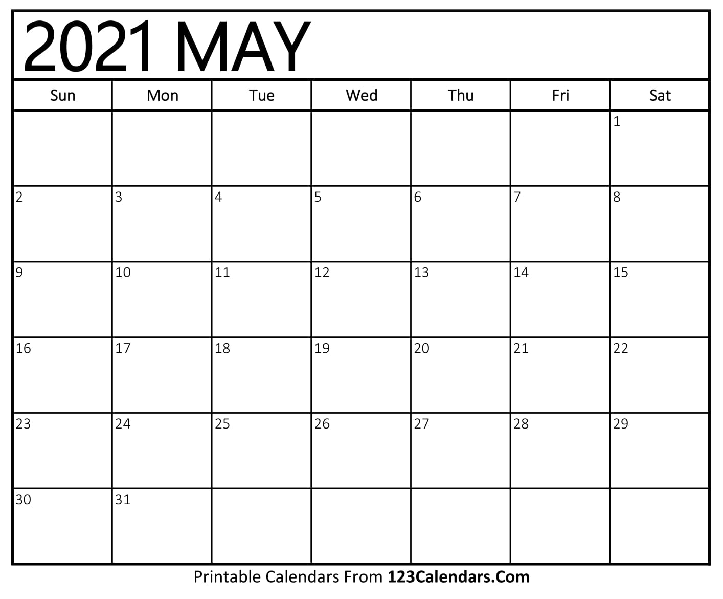 Printable May 2021 Calendar Templates