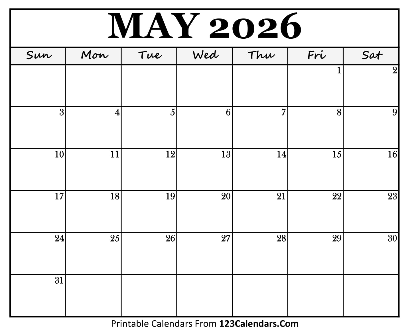 May 2026 Calendar