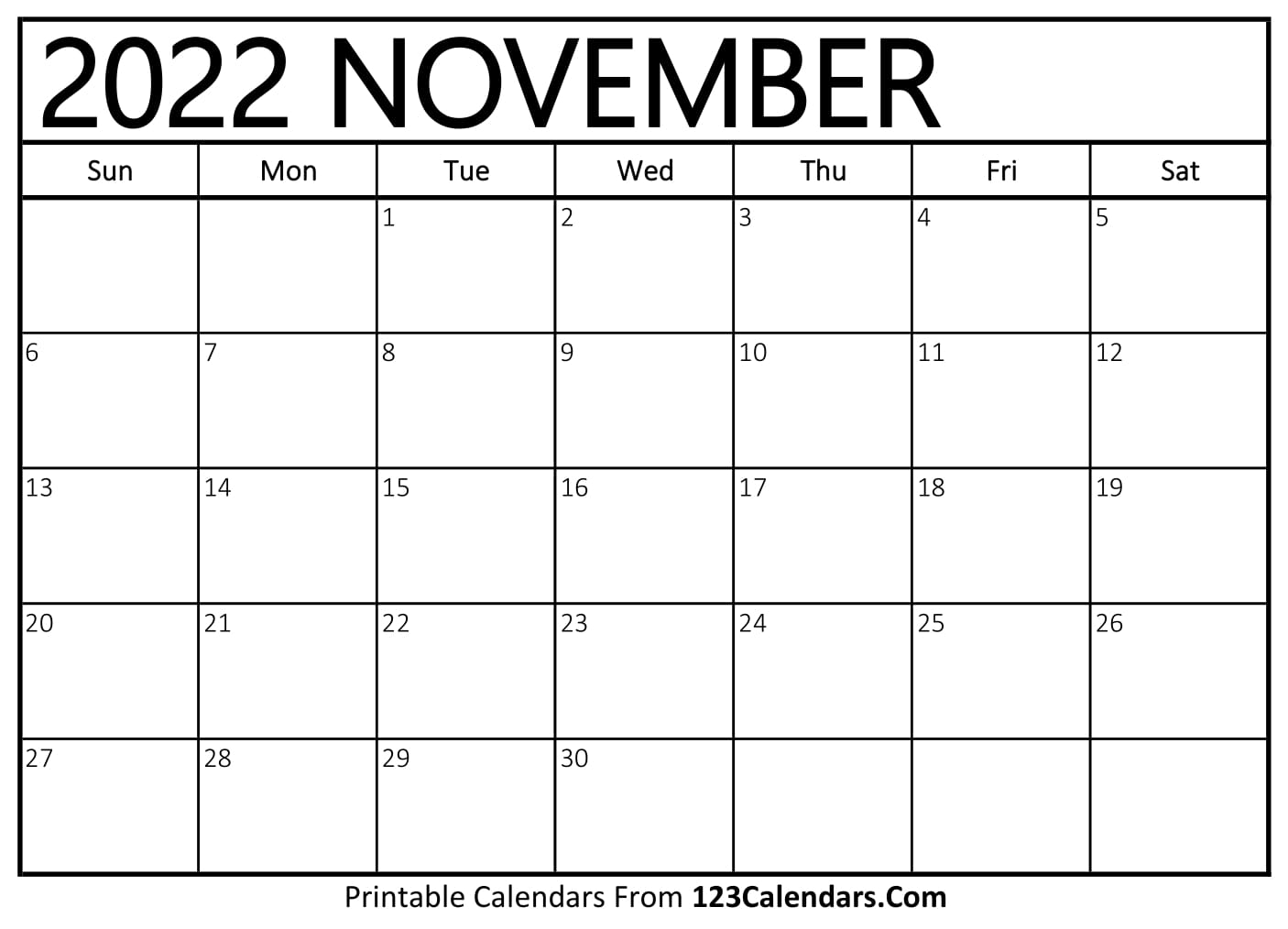 Printable november 2022 calendar templates 123calendars