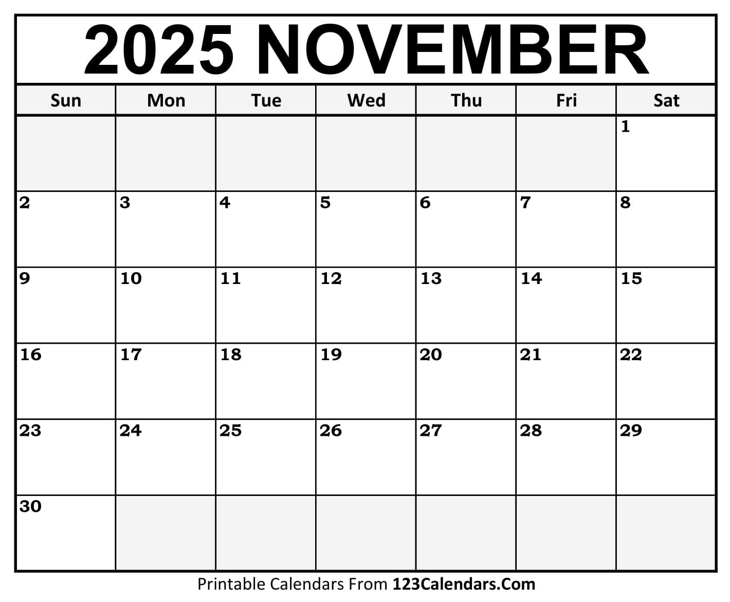 Calendar November 2025