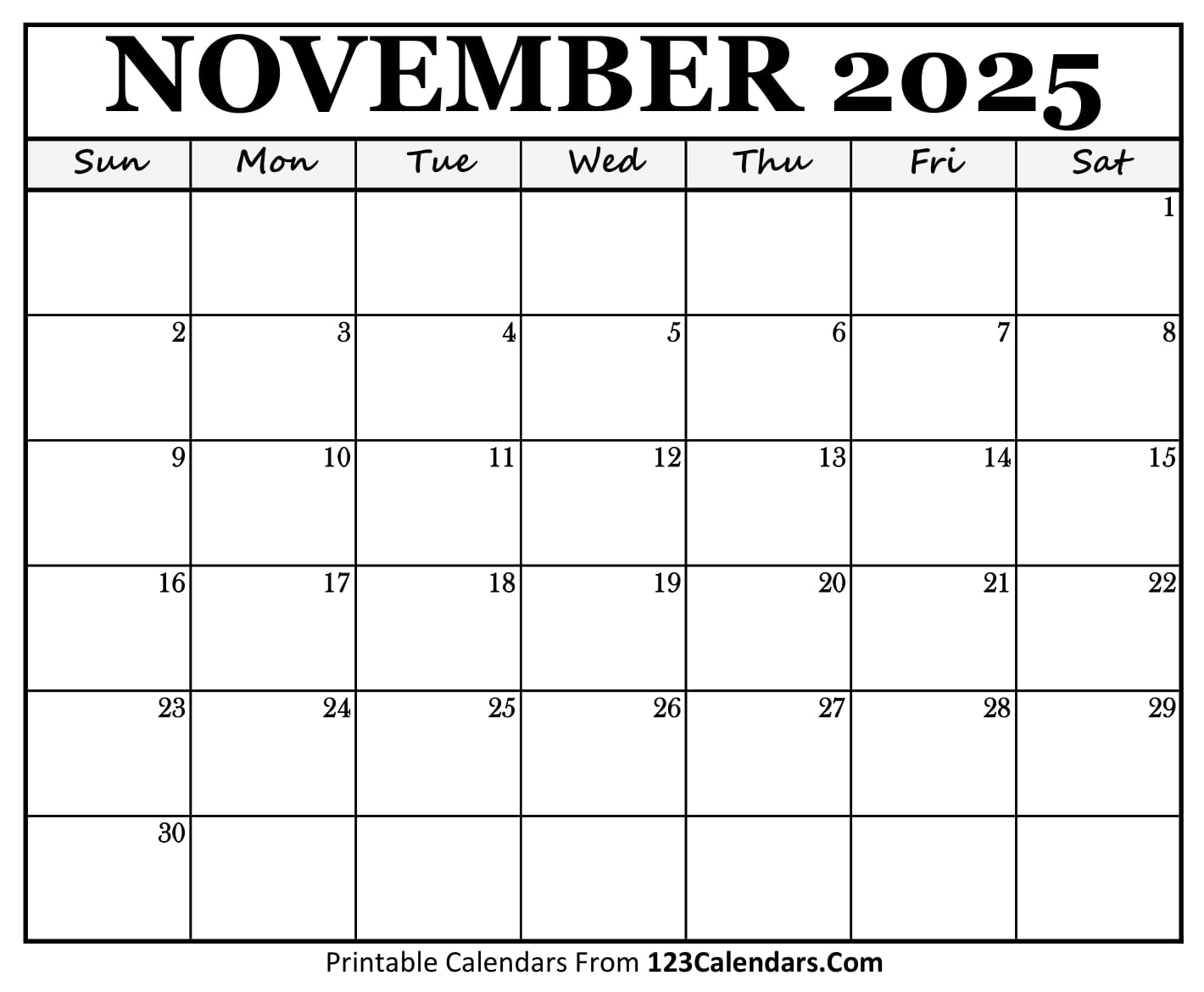 November 2025 Calendar