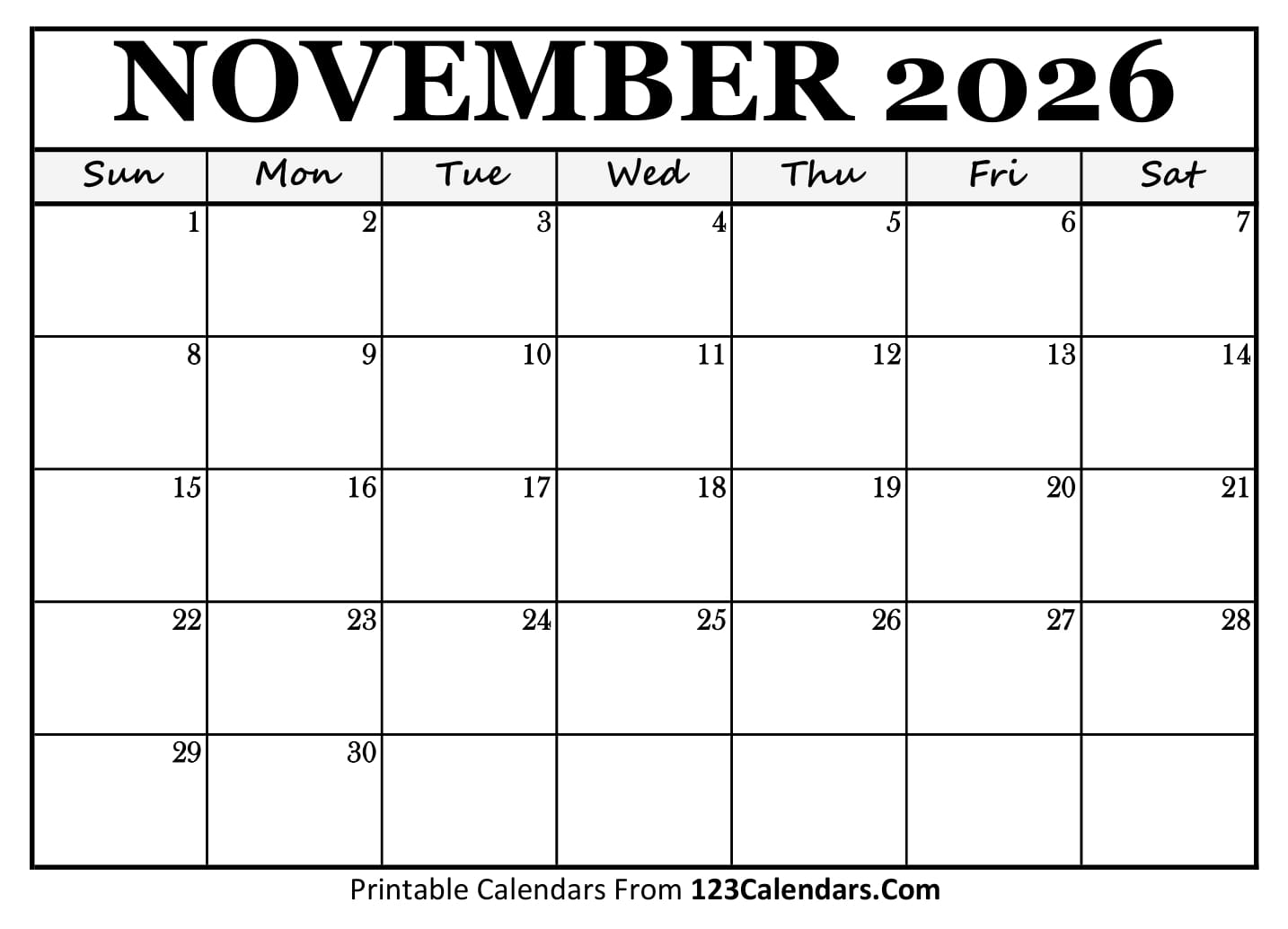 November 2026 Calendar