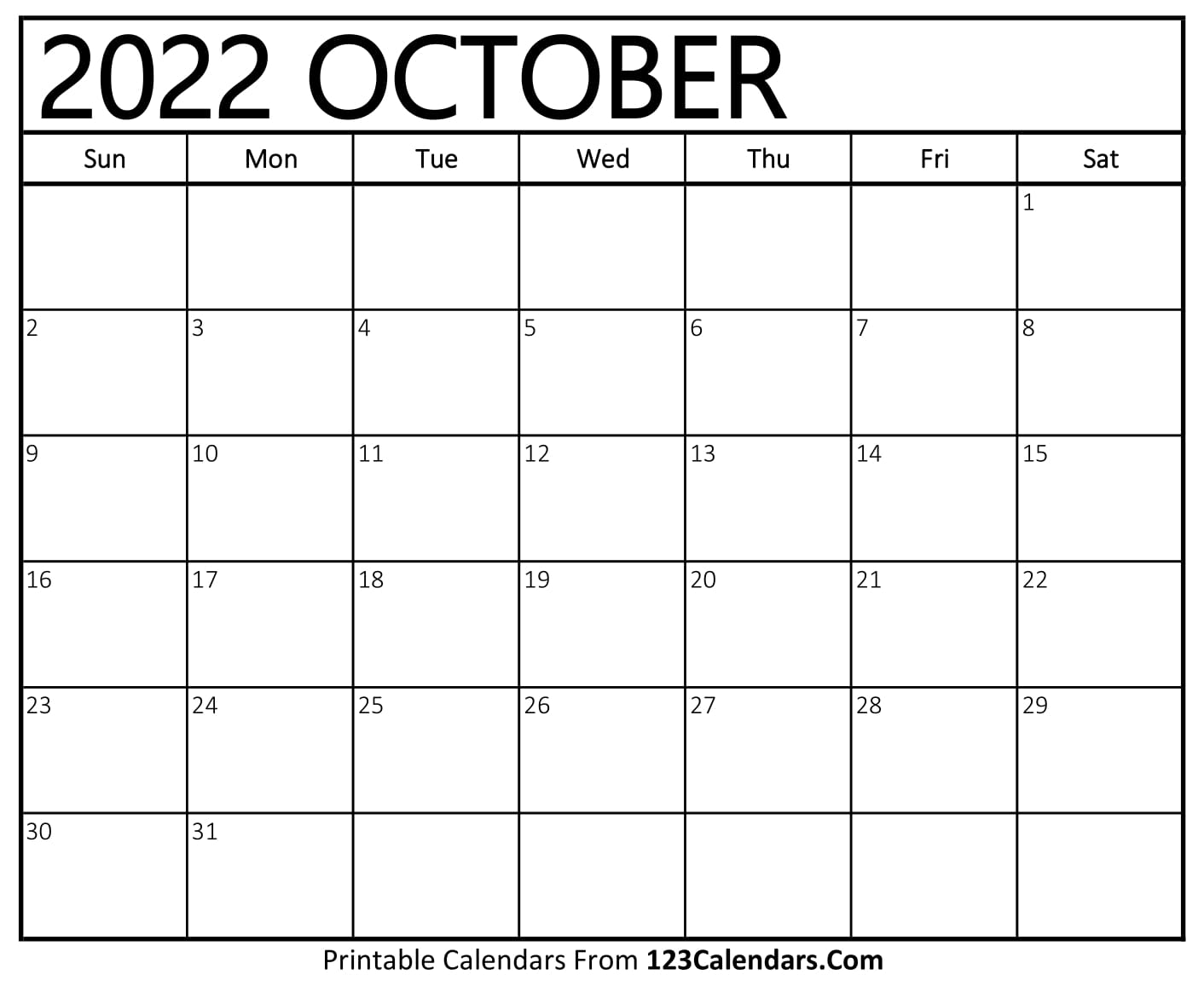 Printable october 2022 calendar templates 123calendars