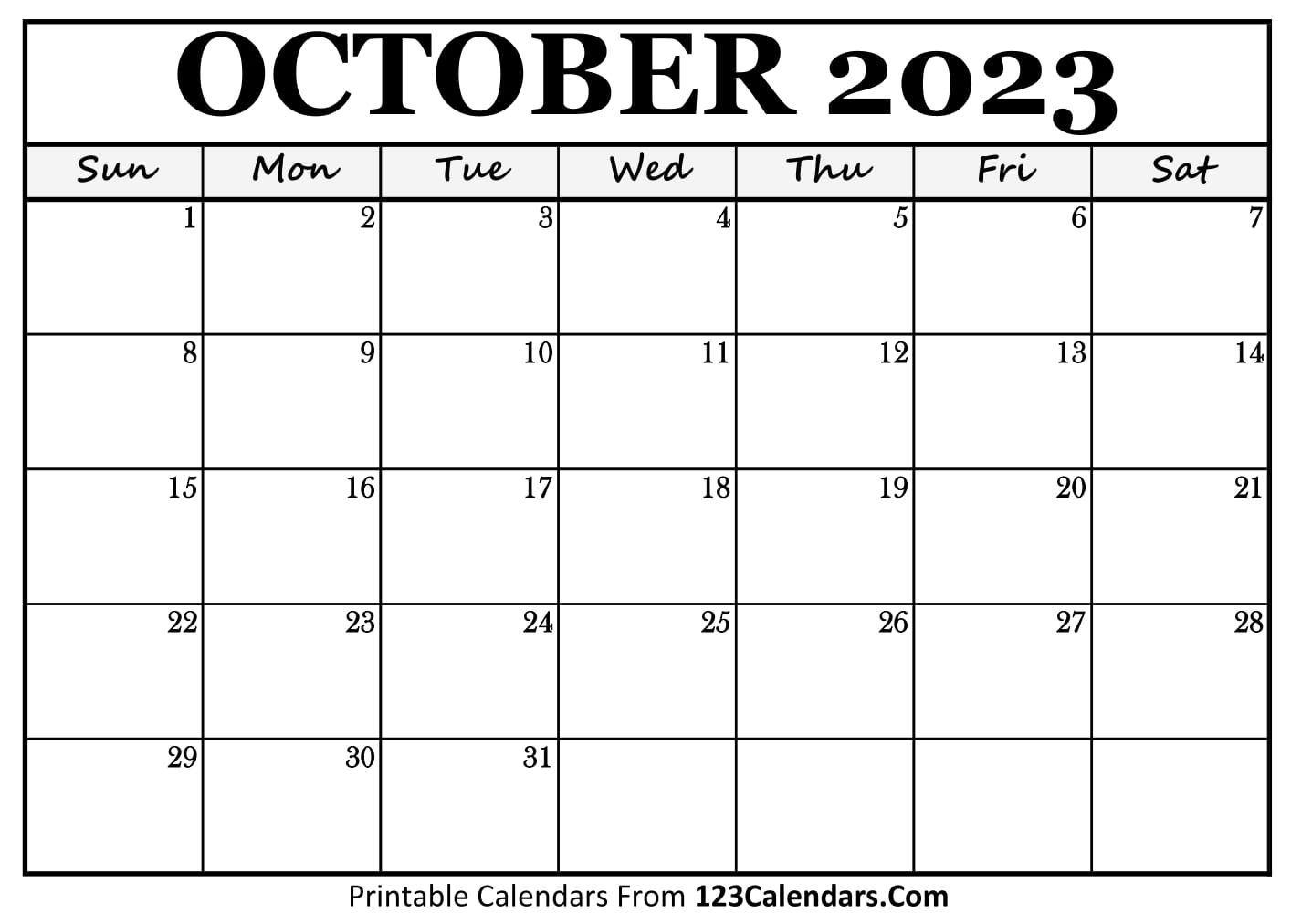 Calendar October 2023