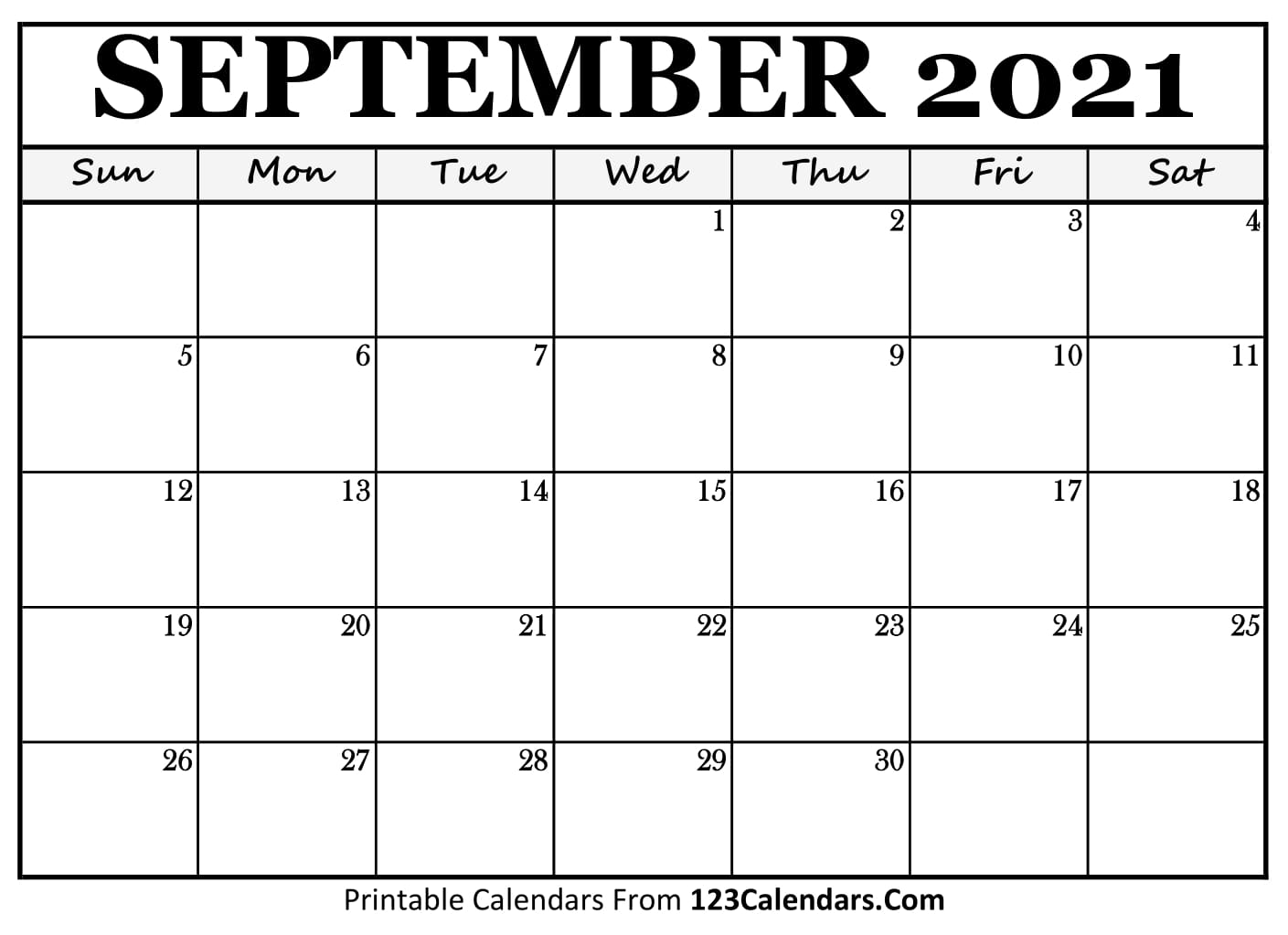 Printable September 2021 Calendar Templates