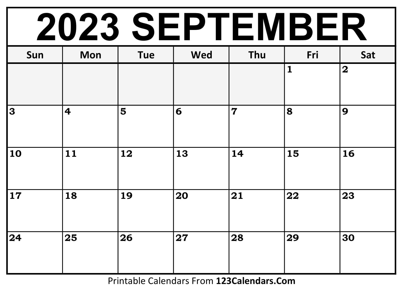 2023 September Calendar