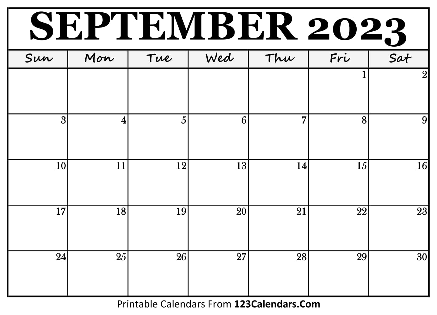 September 2023 Calendar