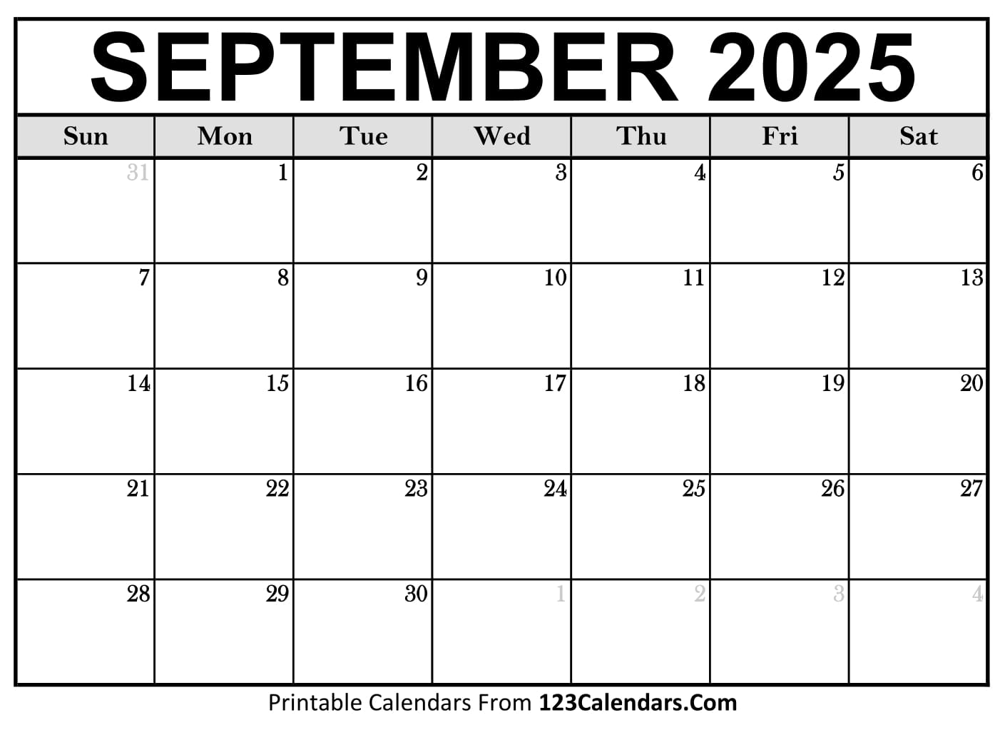 September 2025 Calendar