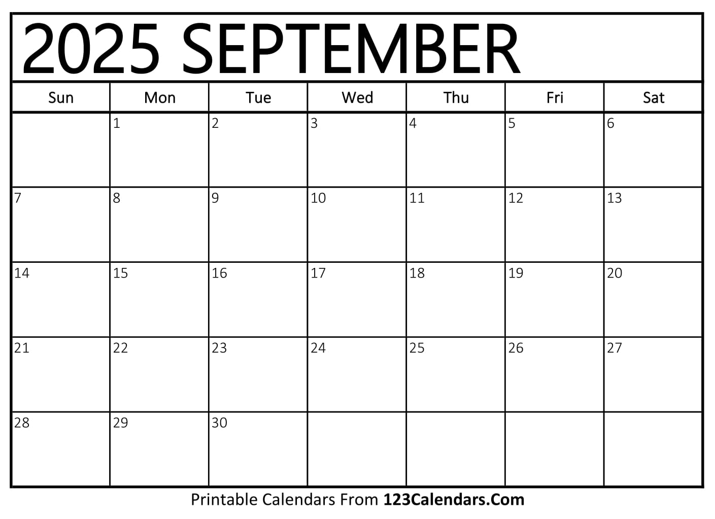 September Calendar 2025