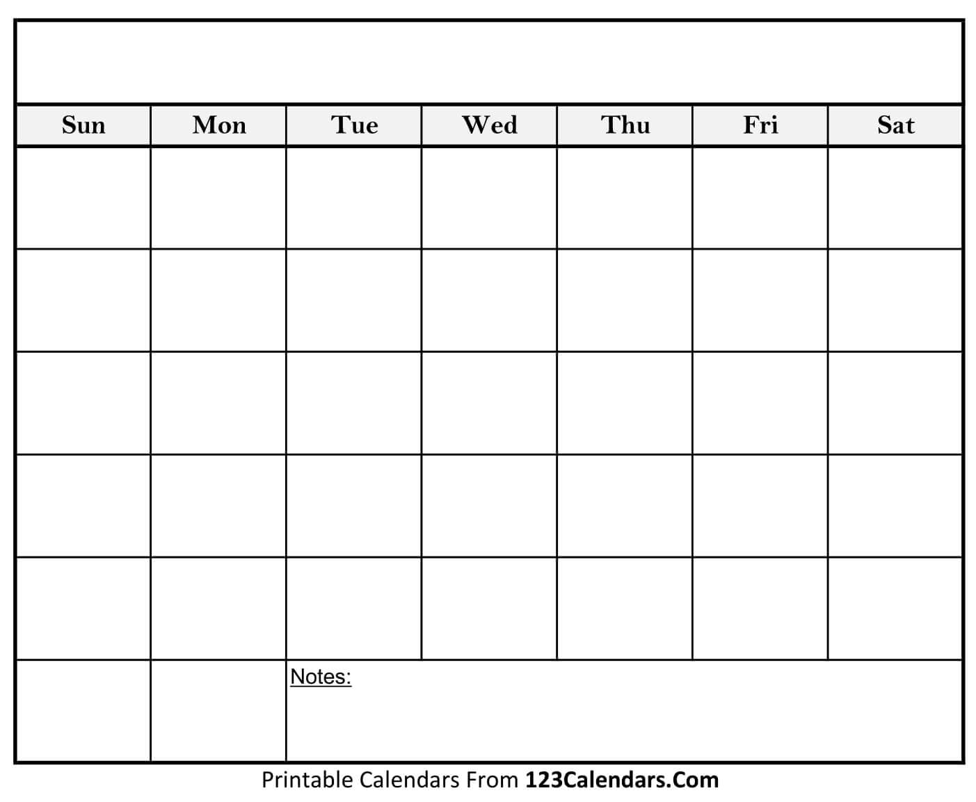 Blank Calendar Printable Free