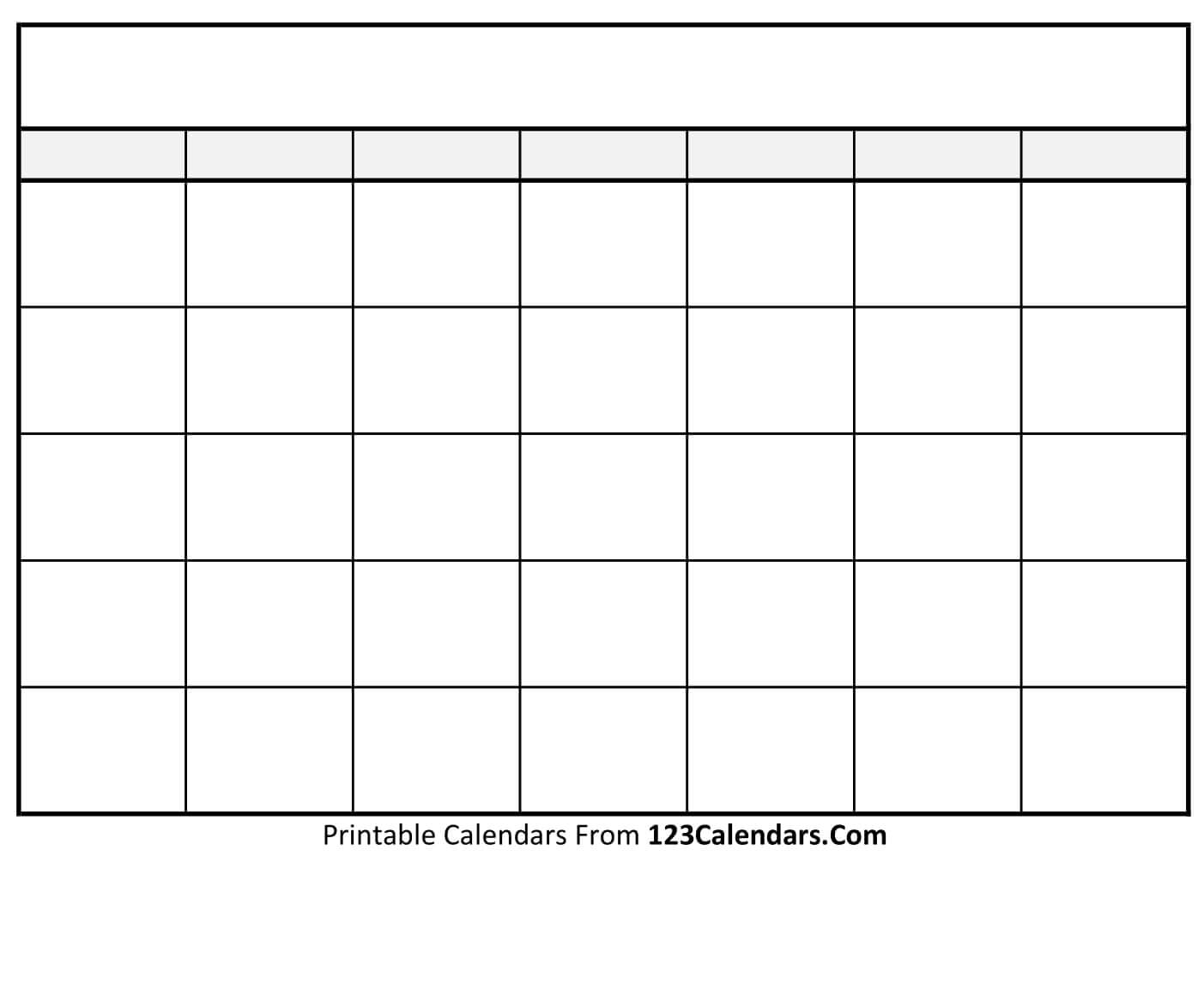 Free Printable Blank Calendar  20Calendars.com For Full Page Blank Calendar Template