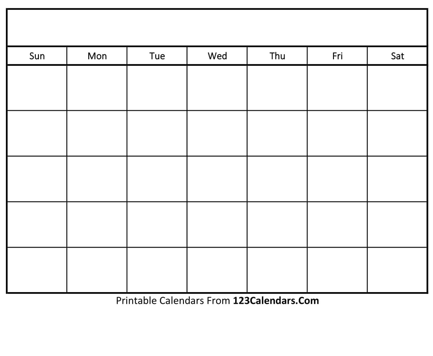 Free Printable Blank Calendar  22Calendars.com Regarding Blank One Month Calendar Template