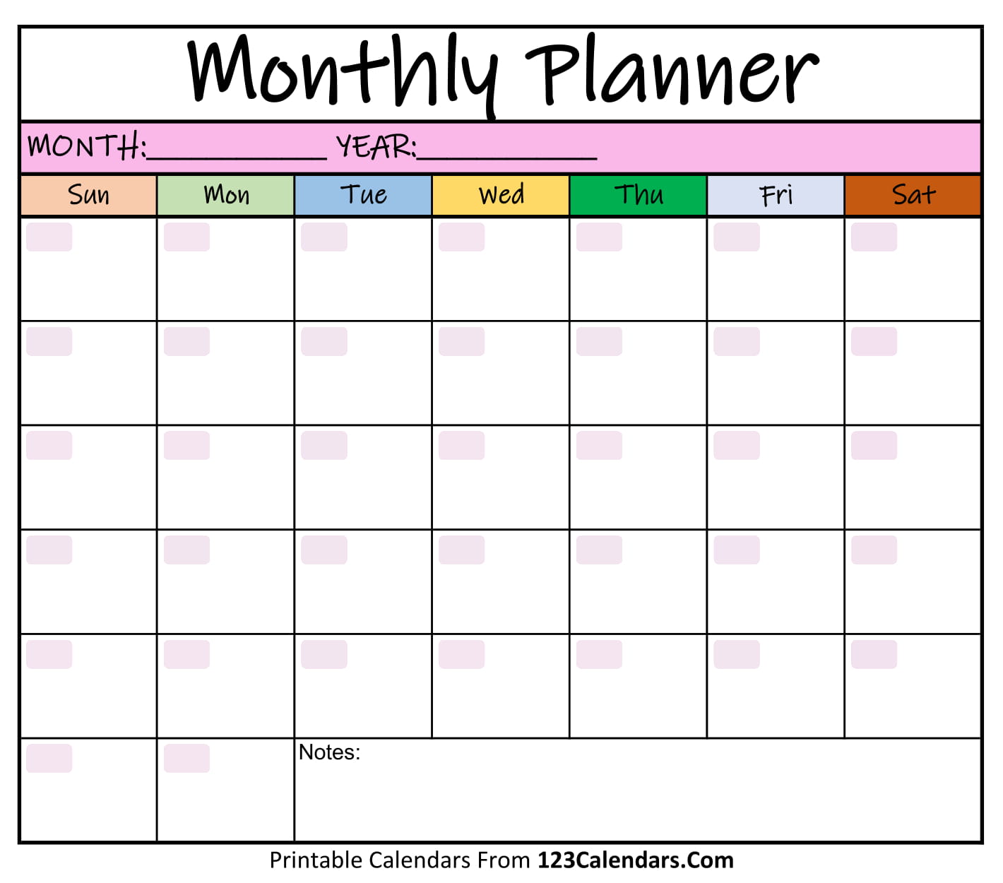 Printable Monthly Planner Templates