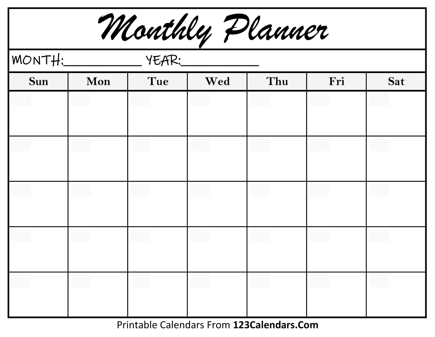 Printable Monthly Planner Templates